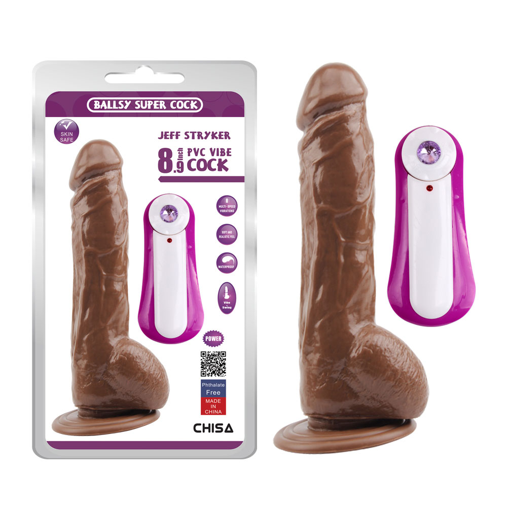 JEFF STRYKER 8.9 Vibrační dildo-hnědý